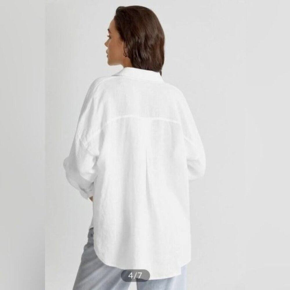 Commense White Linen Button-Up Blouse - Picture 2 of 8